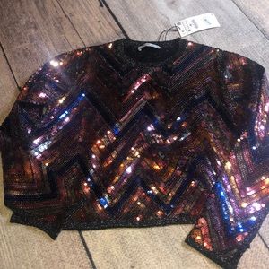 NWT Zara knitwear collection sequined top medium